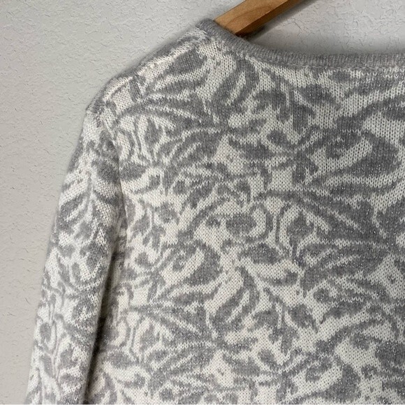 Coldwater Creek Cream & Silver Wool Rabbit Hair Blend Cardigan Sweater - Size M - Picture 2 of 8
